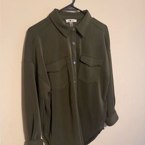 Cable & Gauge Olive Button-Front Women's Shirt Jacket